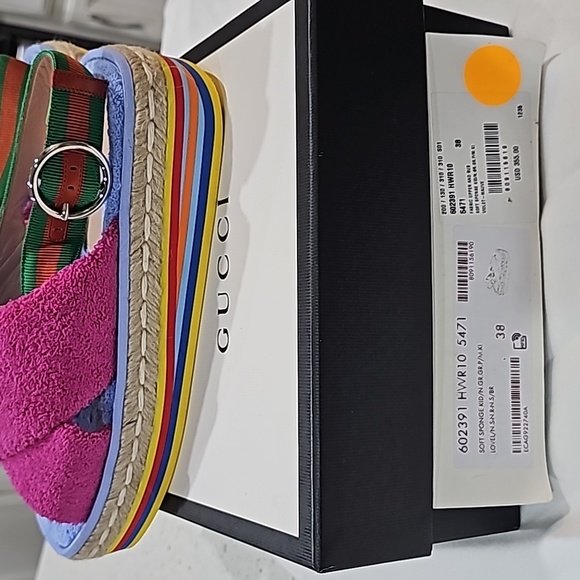 GUCCI SOFT SPONGE SANDAL SIZE 38 VIOLET FABRIC RUBBER MULTI COLOR SOLE. - Picture 5 of 6